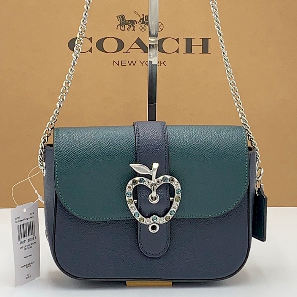 COACH Gemma Crossbody In Colorblock With Apple Buckle FOREST MIDNIGHT NAVY COLOR - Picture 2 of 16